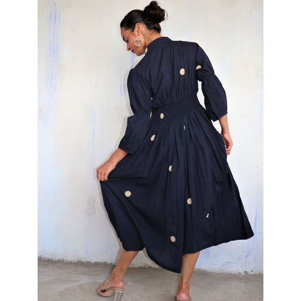 CHIDIYAA Black Pure Cotton Polka Dot Dress Mono