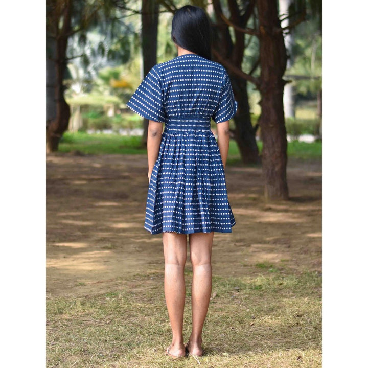 Chidiyaa Blue Block Printed Dress - Nupur