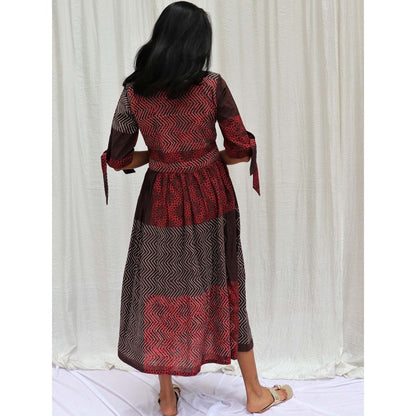 Chidiyaa Maroon Brown Printed Cotton Dress Symphony