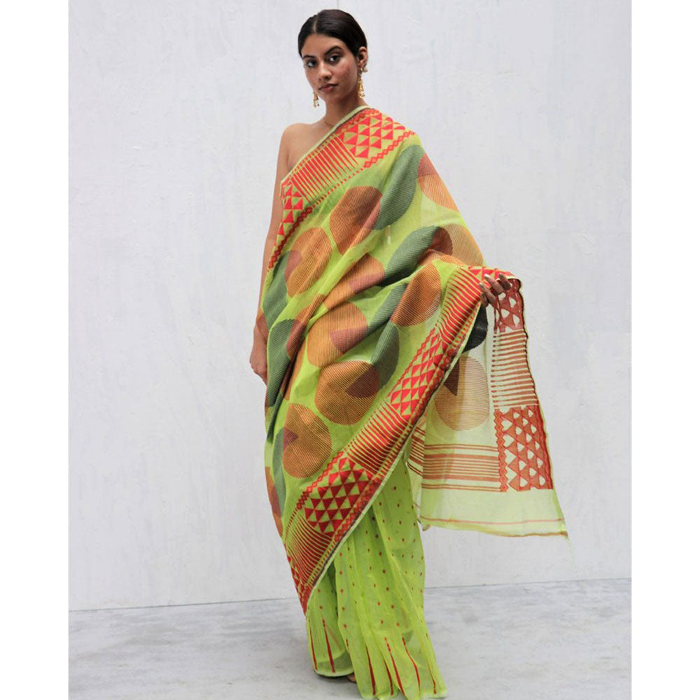 Chidiyaa Zaima Mohi Saree with Unstitched Blouse