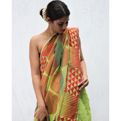 Chidiyaa Zaima Mohi Saree with Unstitched Blouse