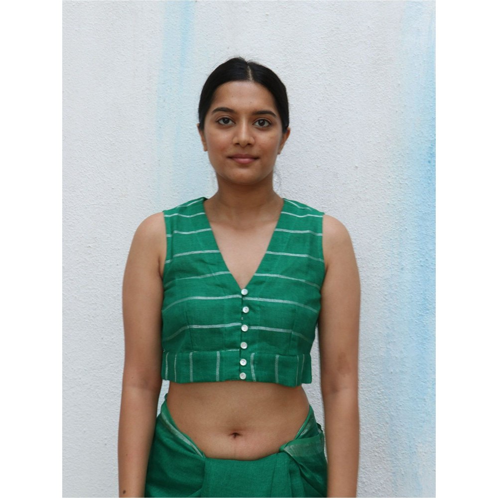 Chidiyaa Everyday Beautiful Handwoven Stitched Blouse Green