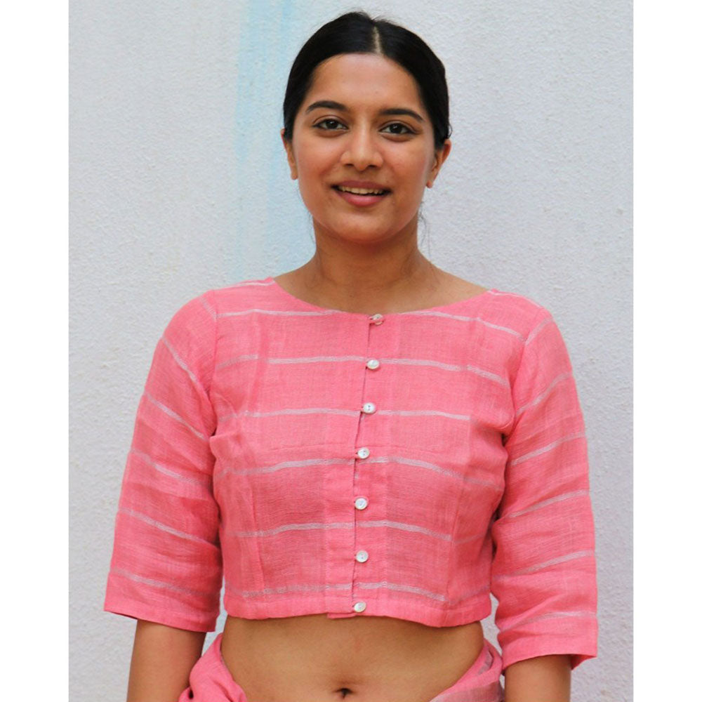 Chidiyaa Everyday Beautiful Handwoven Stitched Blouse Blush Pink