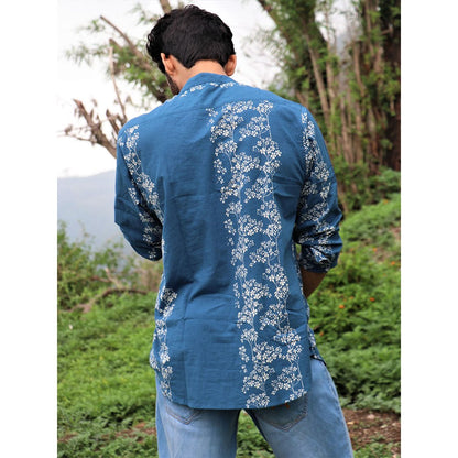 Chidiyaa Blue Block Printed Cotton Shirt