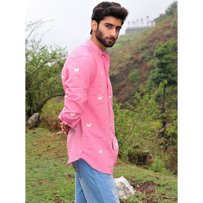 Chidiyaa Pink Moon Block Printed Cotton Shirt
