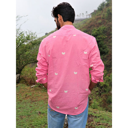 Chidiyaa Pink Moon Block Printed Cotton Shirt