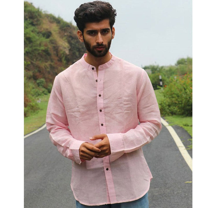 Chidiyaa Light Pink Handwoven Linen Shirt