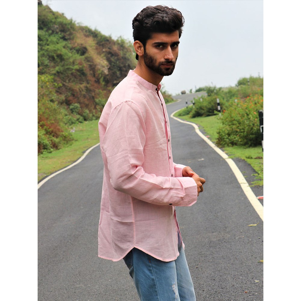 Chidiyaa Light Pink Handwoven Linen Shirt