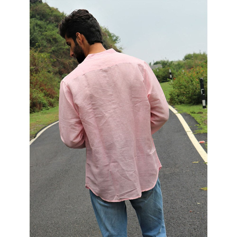 Chidiyaa Light Pink Handwoven Linen Shirt