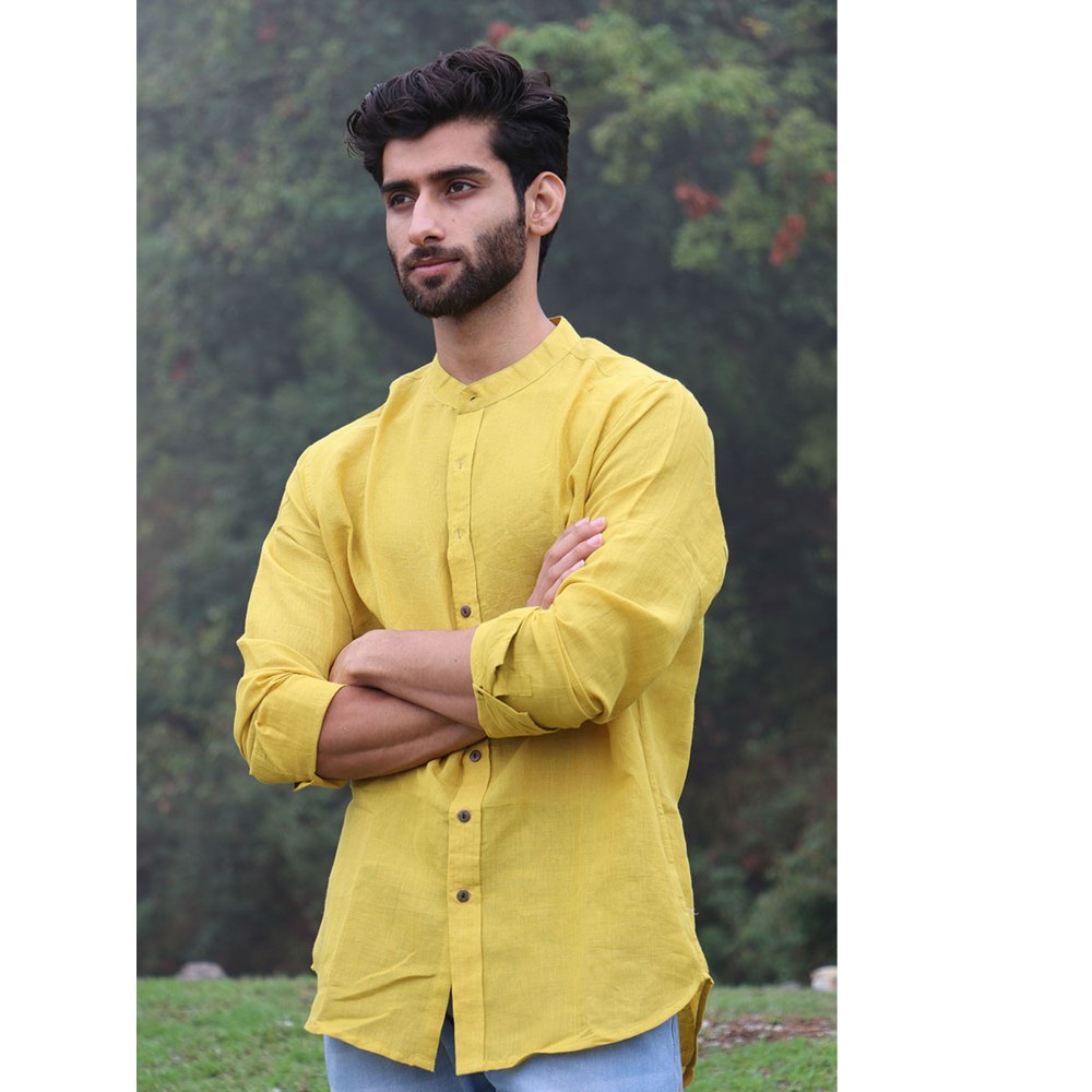 Chidiyaa Sunshine Yellow Handwoven Cotton Shirt