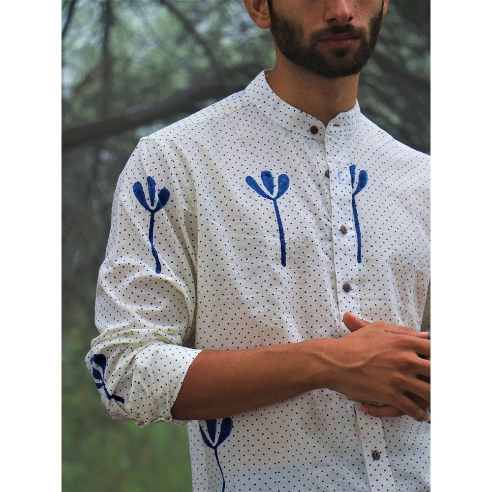 Chidiyaa Ivory Block Printed Cotton Shirt 3