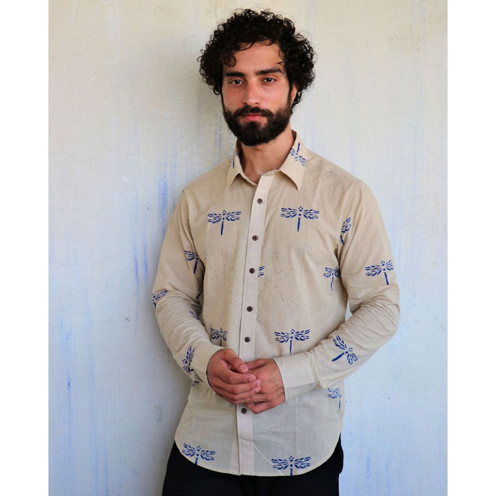 Chidiyaa Off White DragonFly Block printed Shirt