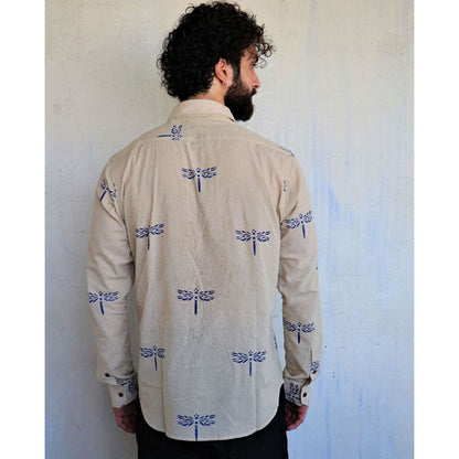 Chidiyaa Off White DragonFly Block printed Shirt