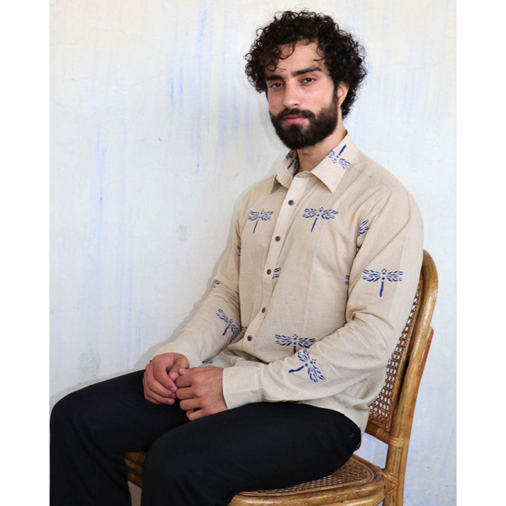 Chidiyaa Off White DragonFly Block printed Shirt