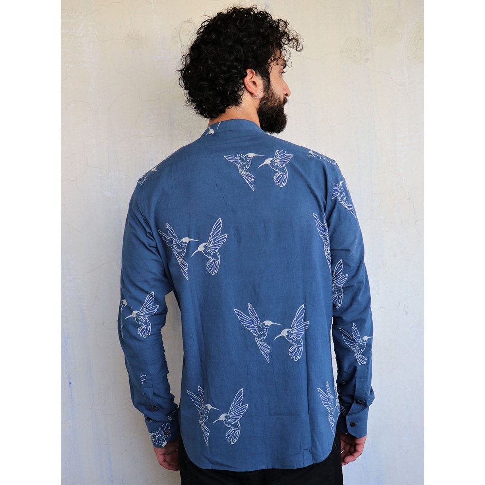 Chidiyaa Blue Kingfisher Block printed Shirt