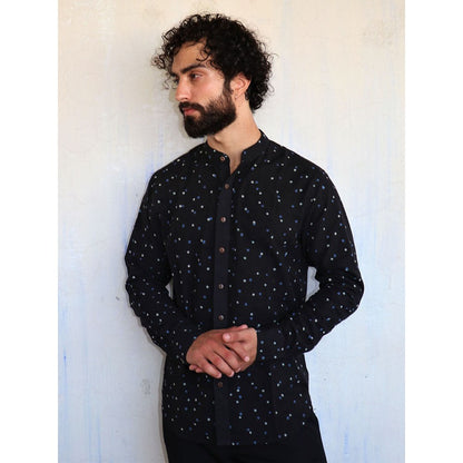 Chidiyaa Black Polka Dots Block printed Shirt