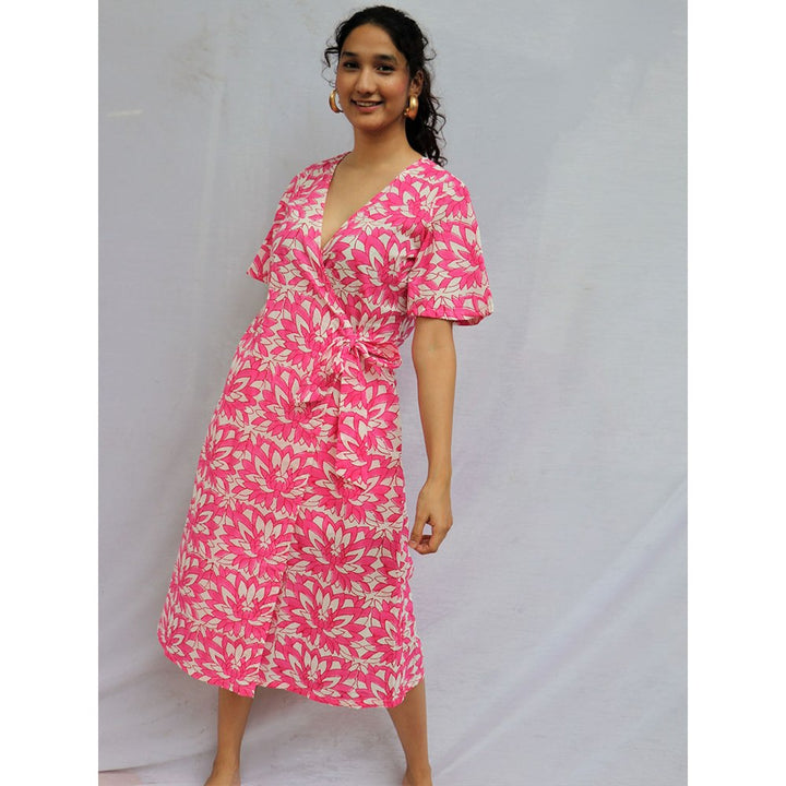 Chidiyaa Hibi Tiedup Cotton Dress - Pink