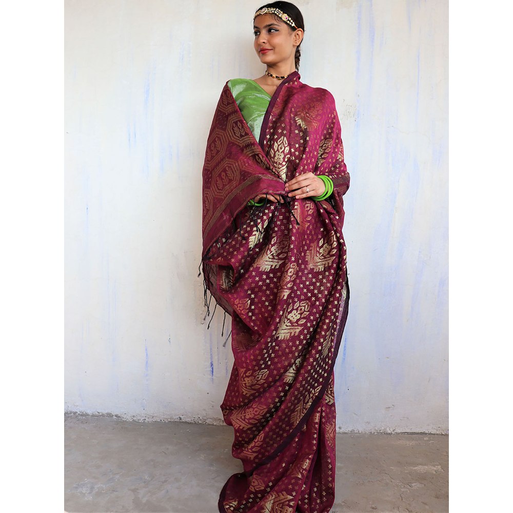 Chidiyaa Tulasi Jamdani Saree Shringaar with Unstitched Blouse
