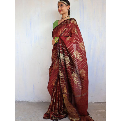 Chidiyaa Padma Jamdani Saree Shringaar with Unstitched Blouse