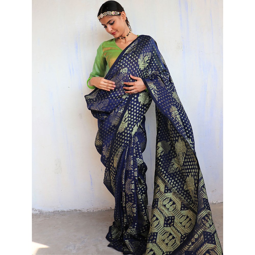Chidiyaa Pushpa Jamdani Saree Shringaar with Unstitched Blouse