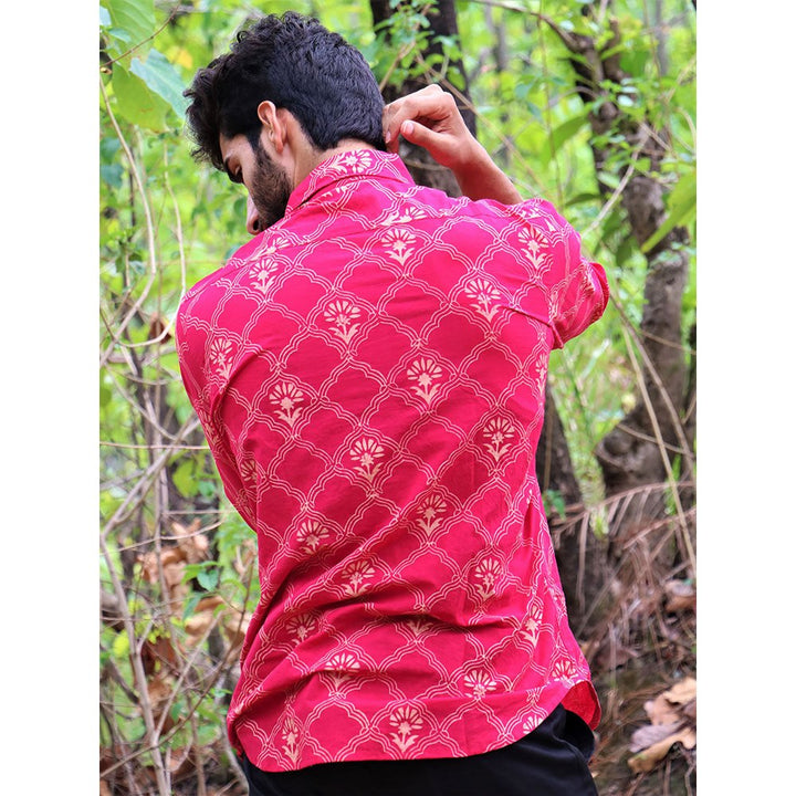 Chidiyaa Rani Pink Block Printed Cotton Shirt