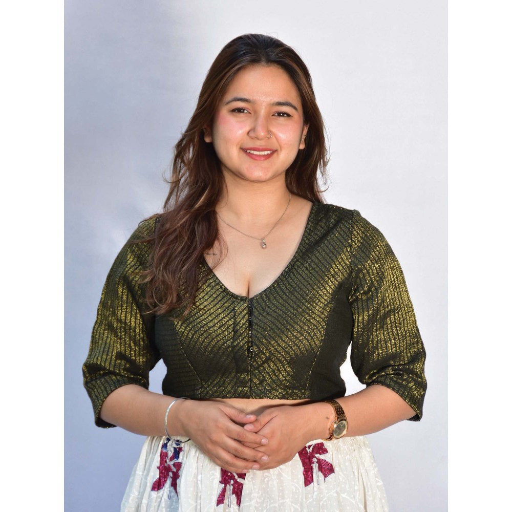 Chidiyaa Aaliyah Handwoven Linen Zari Blouse