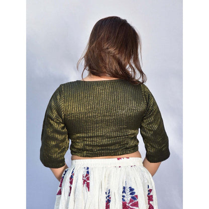 Chidiyaa Aaliyah Handwoven Linen Zari Blouse