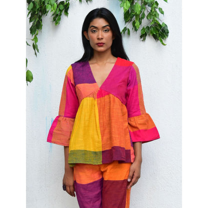 Chidiyaa Rainbow Cafe Sorbet Handwoven Cotton Top