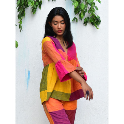 Chidiyaa Rainbow Cafe Sorbet Handwoven Cotton Top
