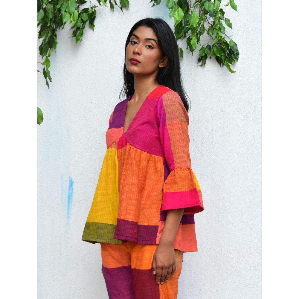 Chidiyaa Rainbow Cafe Sorbet Handwoven Cotton Top