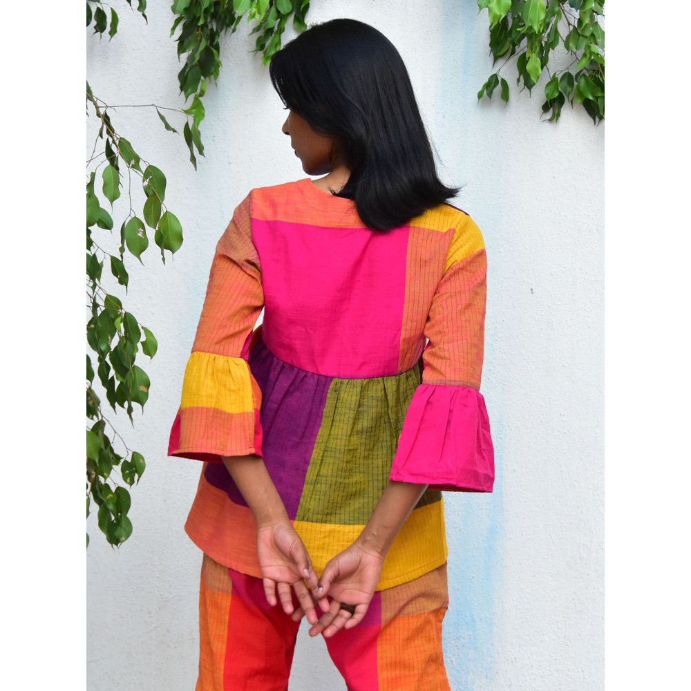 Chidiyaa Rainbow Cafe Sorbet Handwoven Cotton Top
