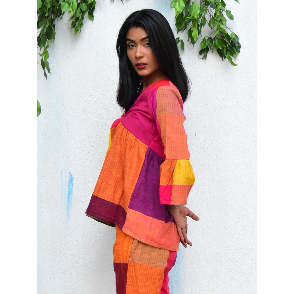 Chidiyaa Rainbow Cafe Sorbet Handwoven Cotton Top