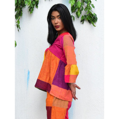 Chidiyaa Rainbow Cafe Sorbet Handwoven Cotton Top
