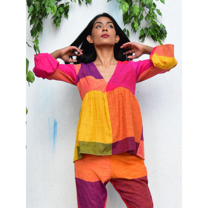 Chidiyaa Rainbow Cafe Sorbet Handwoven Cotton Top