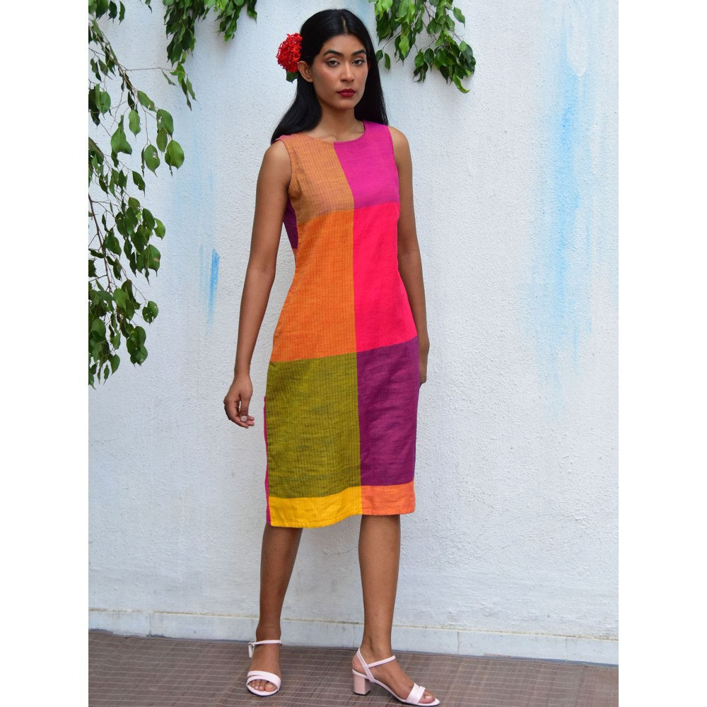 Chidiyaa Rainbow Cafe Vibrant Visions Handwoven Cotton Dress
