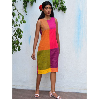 Chidiyaa Rainbow Cafe Vibrant Visions Handwoven Cotton Dress