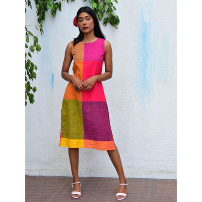 Chidiyaa Rainbow Cafe Vibrant Visions Handwoven Cotton Dress