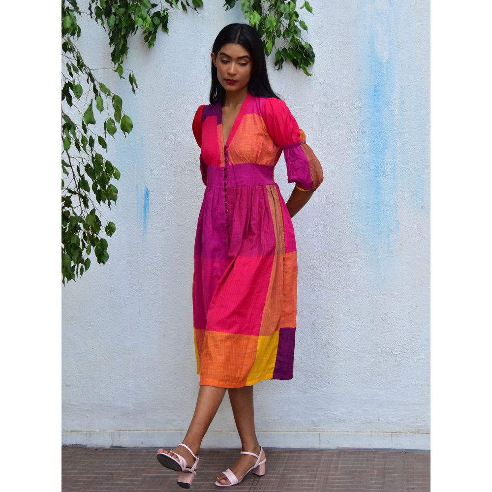 Chidiyaa Rainbow Cafe Rhapsody Handwoven Cotton Dress