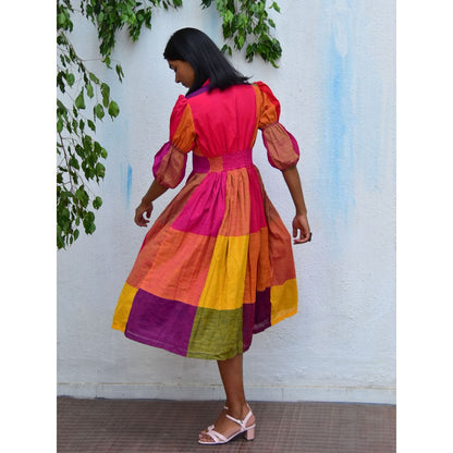Chidiyaa Rainbow Cafe Rhapsody Handwoven Cotton Dress