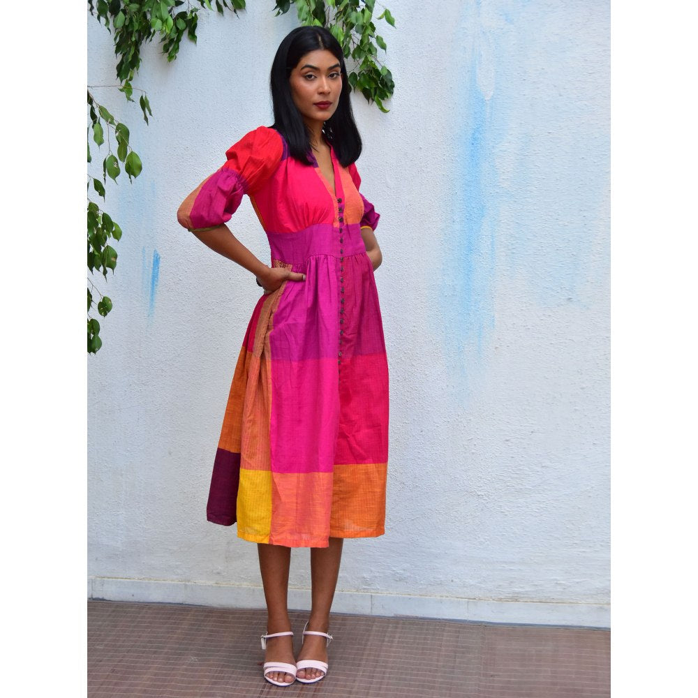 Chidiyaa Rainbow Cafe Rhapsody Handwoven Cotton Dress