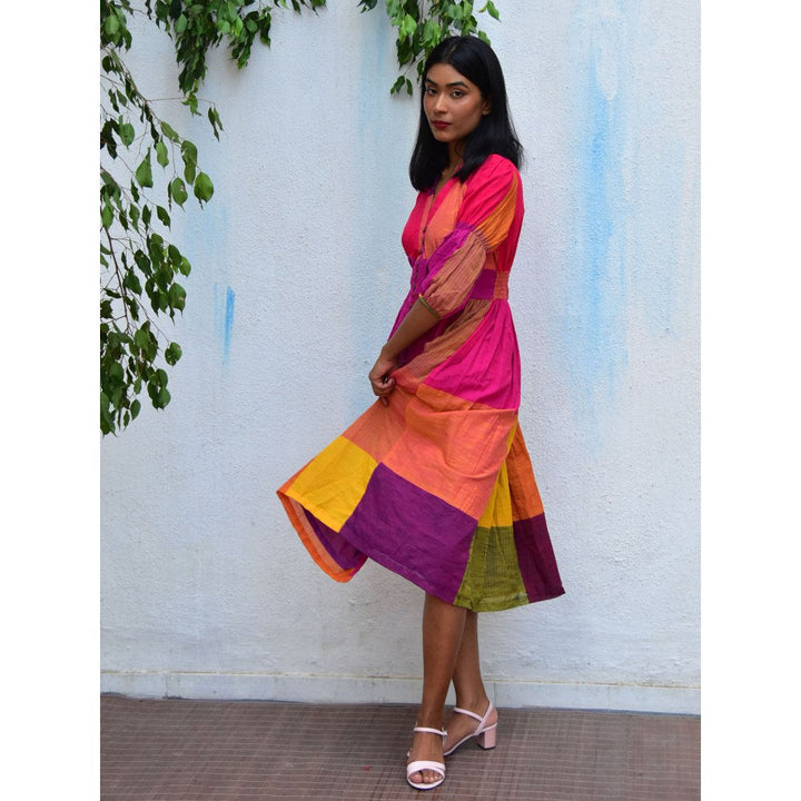 Chidiyaa Rainbow Cafe Rhapsody Handwoven Cotton Dress