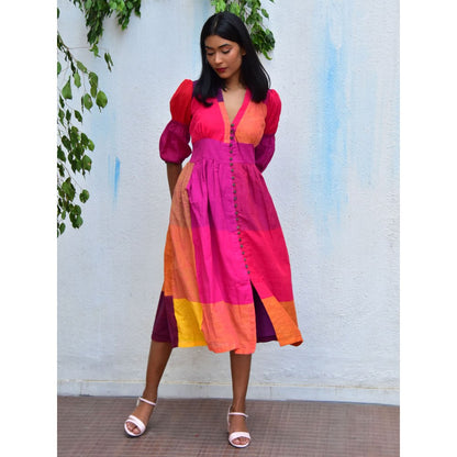 Chidiyaa Rainbow Cafe Rhapsody Handwoven Cotton Dress