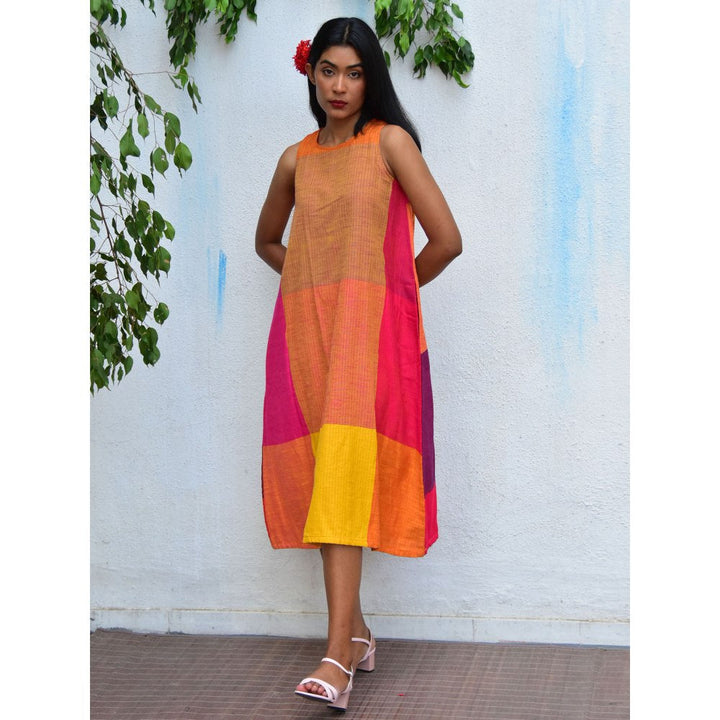 Chidiyaa Rainbow Cafe Summer Skies Handwoven Cotton Dress