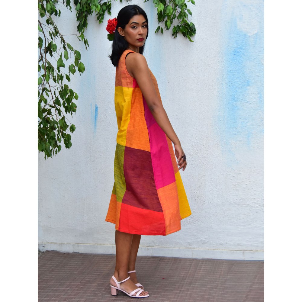 Chidiyaa Rainbow Cafe Summer Skies Handwoven Cotton Dress