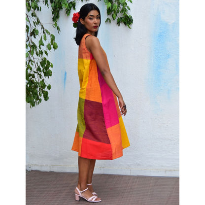 Chidiyaa Rainbow Cafe Summer Skies Handwoven Cotton Dress