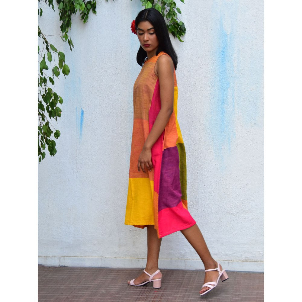 Chidiyaa Rainbow Cafe Summer Skies Handwoven Cotton Dress
