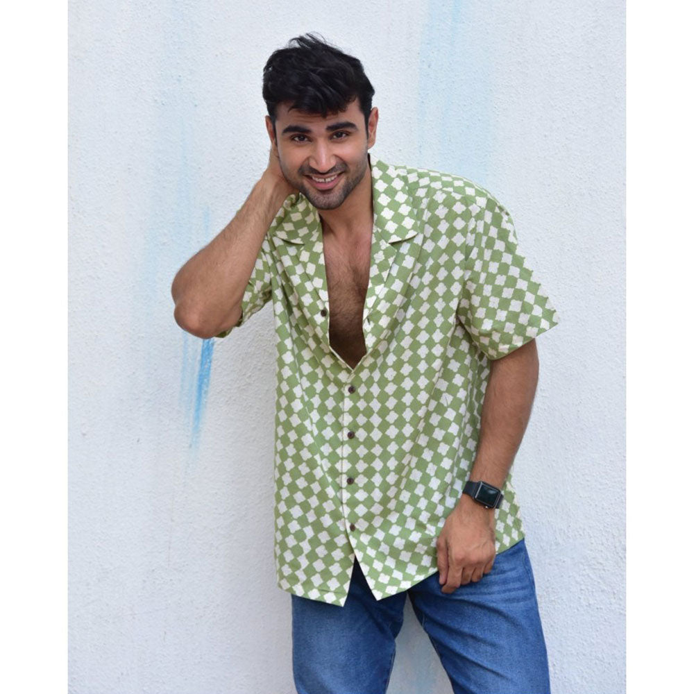 Chidiyaa Jilibi Checkers Hand Block Printed Pure Cotton Shirt