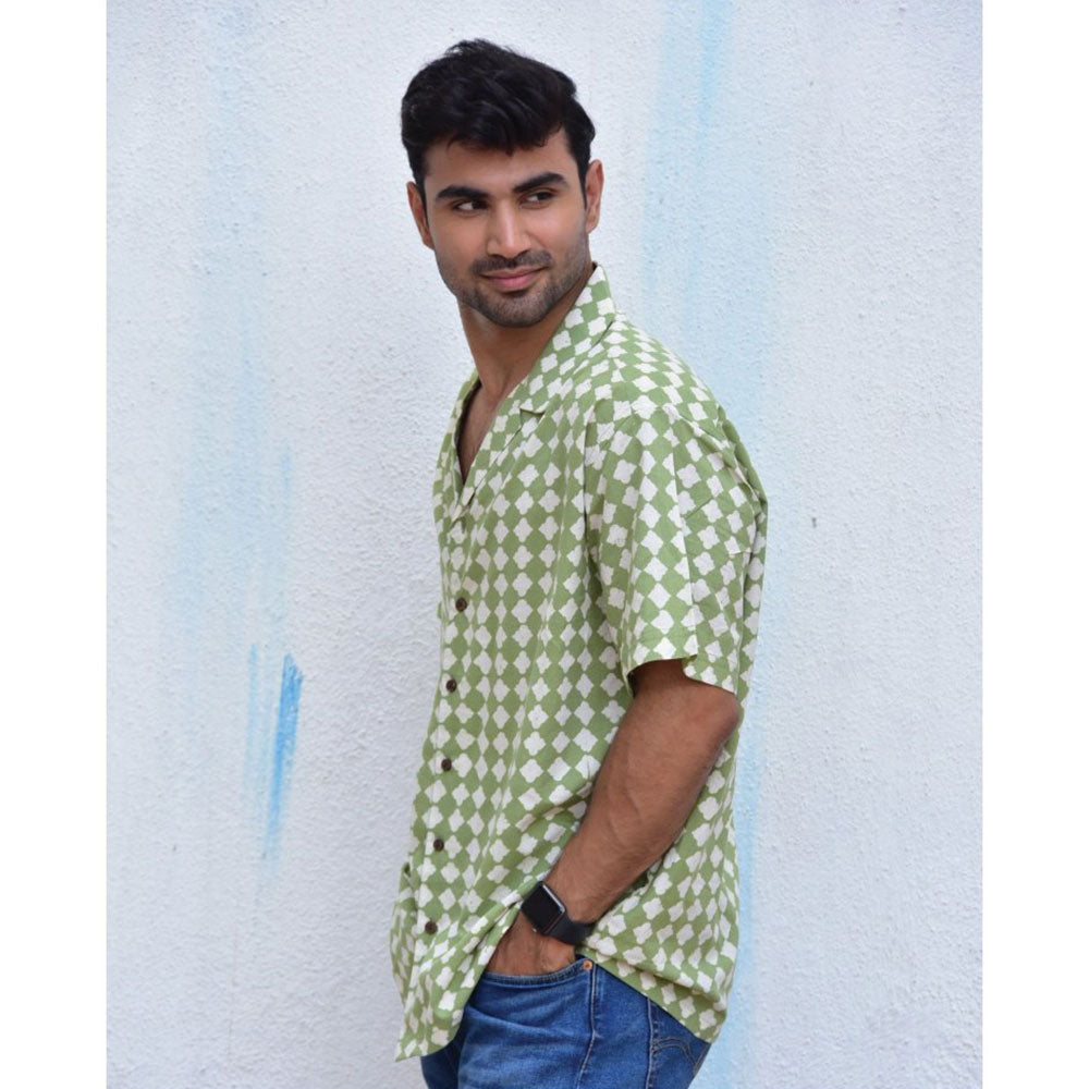 Chidiyaa Jilibi Checkers Hand Block Printed Pure Cotton Shirt