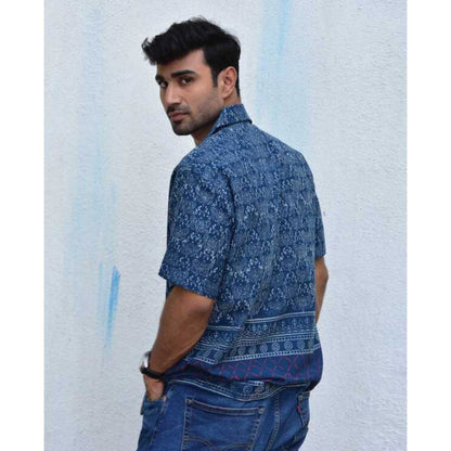 Chidiyaa Jilibi Butterfly Blues Hand Block Printed Pure Cotton Shirt
