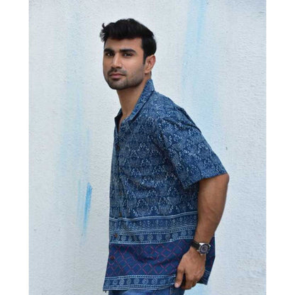 Chidiyaa Jilibi Butterfly Blues Hand Block Printed Pure Cotton Shirt